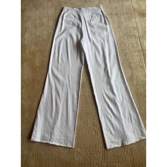 Alice + Olivia Dylan High Waisted Linen Blend Wide Leg Pants White Size 4 - Picture 5 of 9